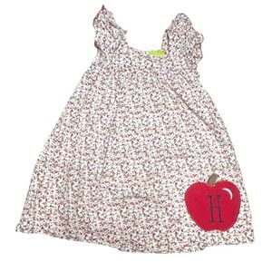 Classic Whimsy Floral Apple Dress Girls Monogram H Personalized Custom